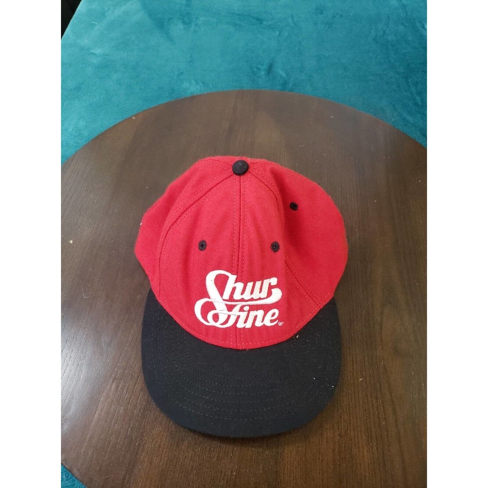 VINTAGE Shur Fine Hat Cap Mens Adjustable Red One Size Snapback Made in USA
